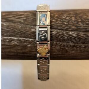 BlinQ Vintage Italian Stainless Steel Stretch Eeyore Paw Charm Bracelet